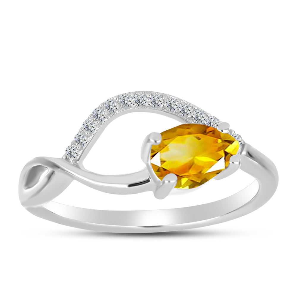 Anillo de Plata con Citrino de los Montes Urales y Topacio Blanco