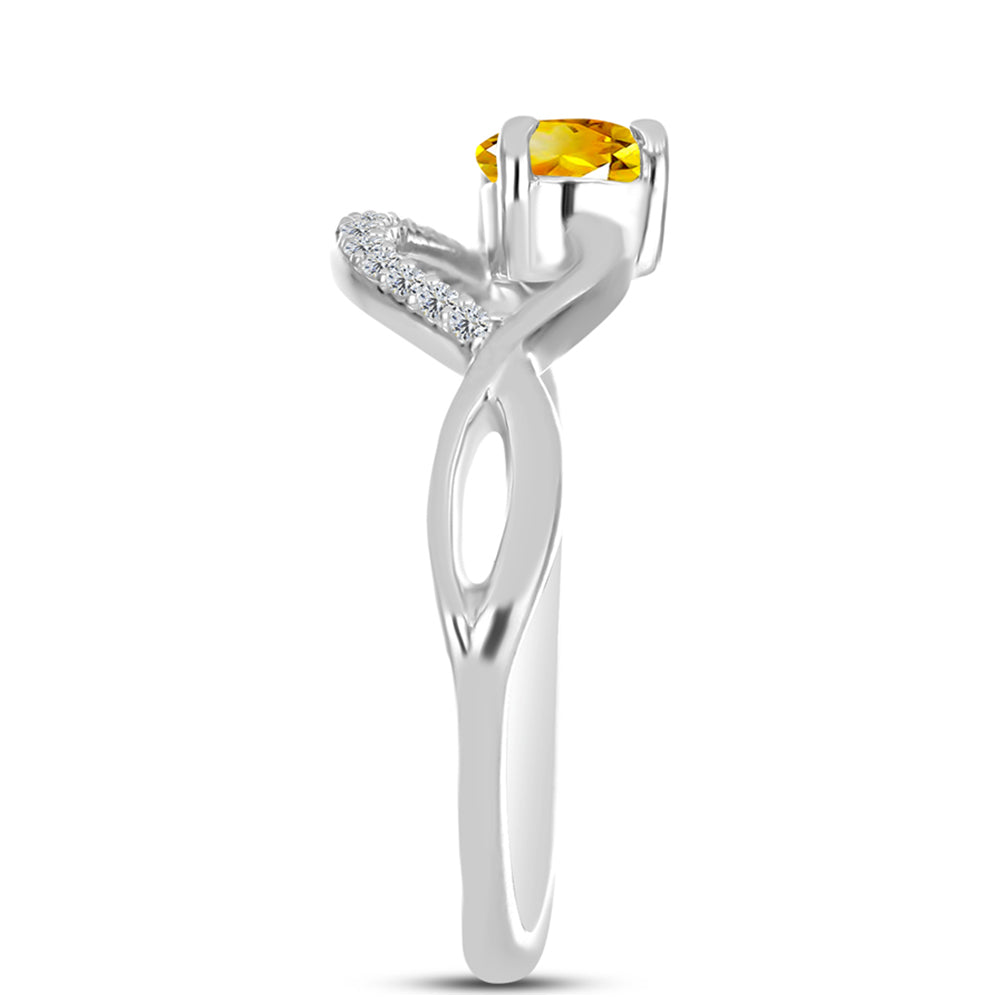 Anillo de Plata con Citrino de los Montes Urales y Topacio Blanco