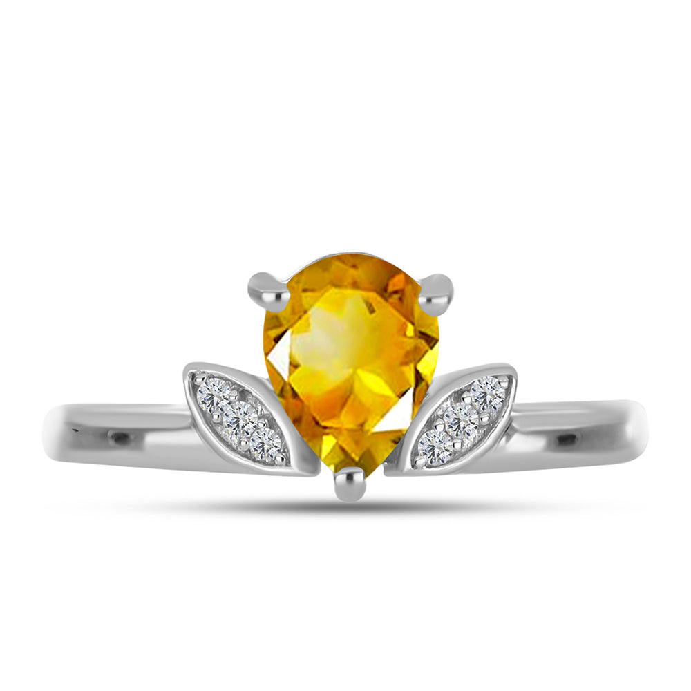 Anillo de Plata con Citrino de los Montes Urales y Topacio Blanco