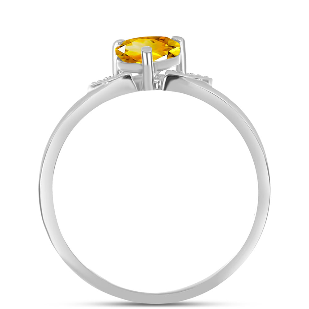 Anillo de Plata con Citrino de los Montes Urales y Topacio Blanco 2 