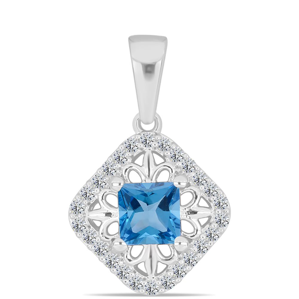 Colgante de Plata con Topacio Azul Suizo y Topacio Blanco