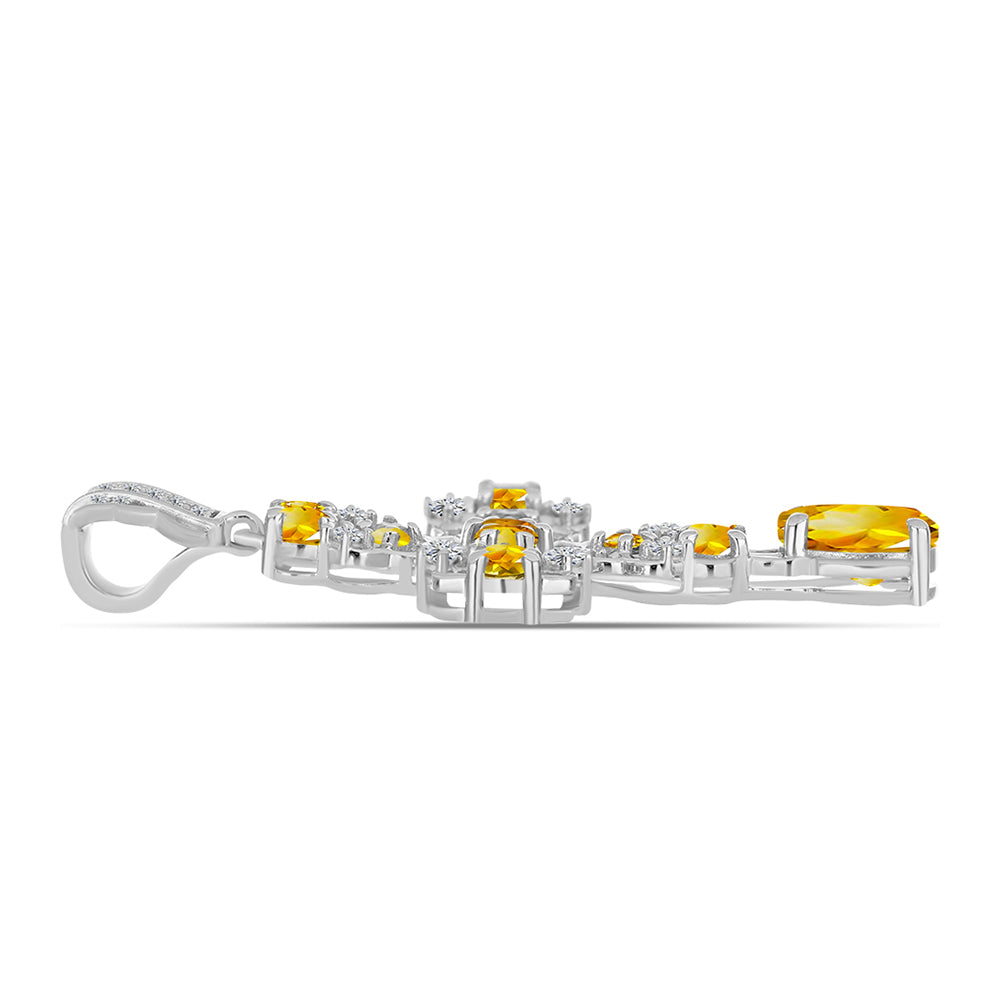 Cruz Colgante de Plata con Citrino de los Montes Urales y Topacio Blanco