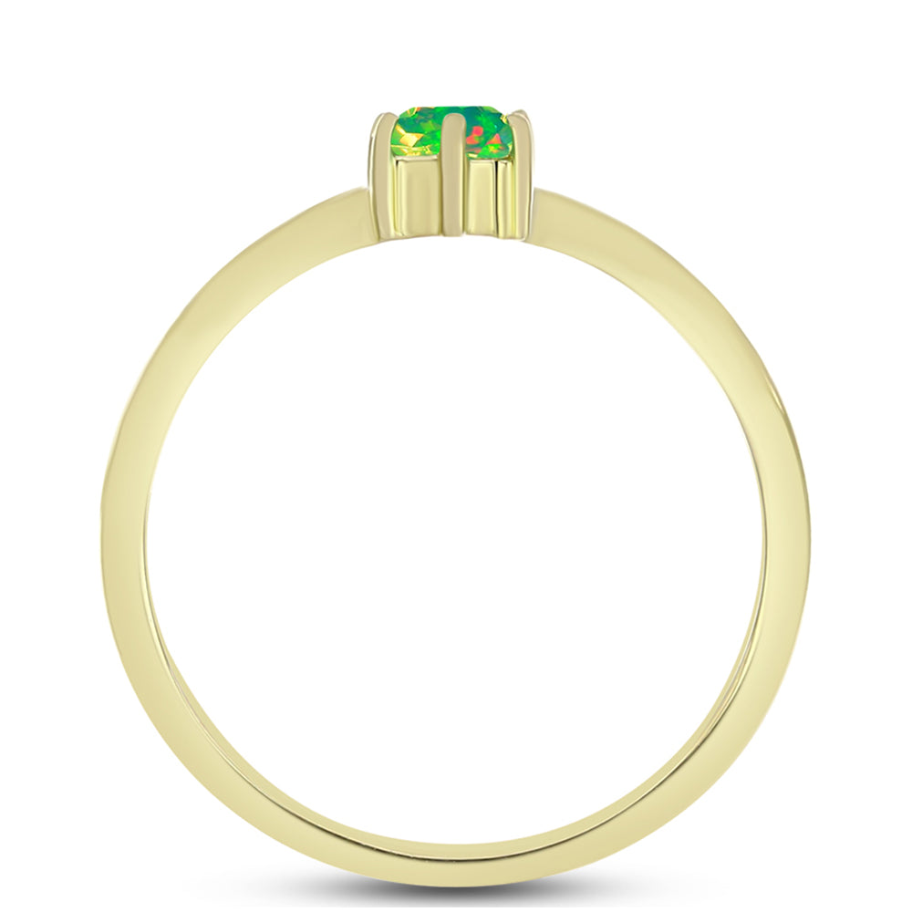 Anillo de Plata Bañada en Oro con Ópalo Verde Etíope de Lega Dembi