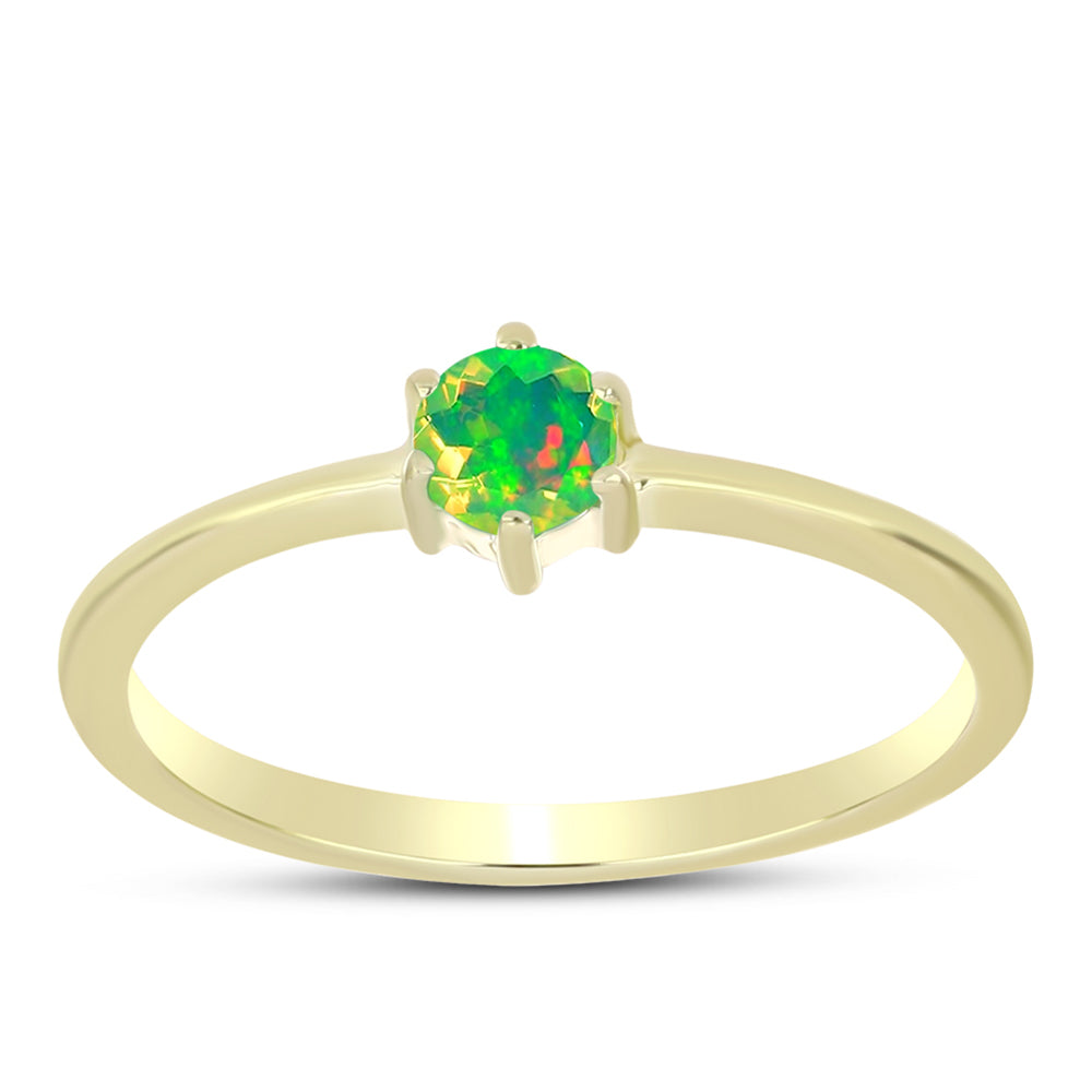 Anillo de Plata Bañada en Oro con Ópalo Verde Etíope de Lega Dembi