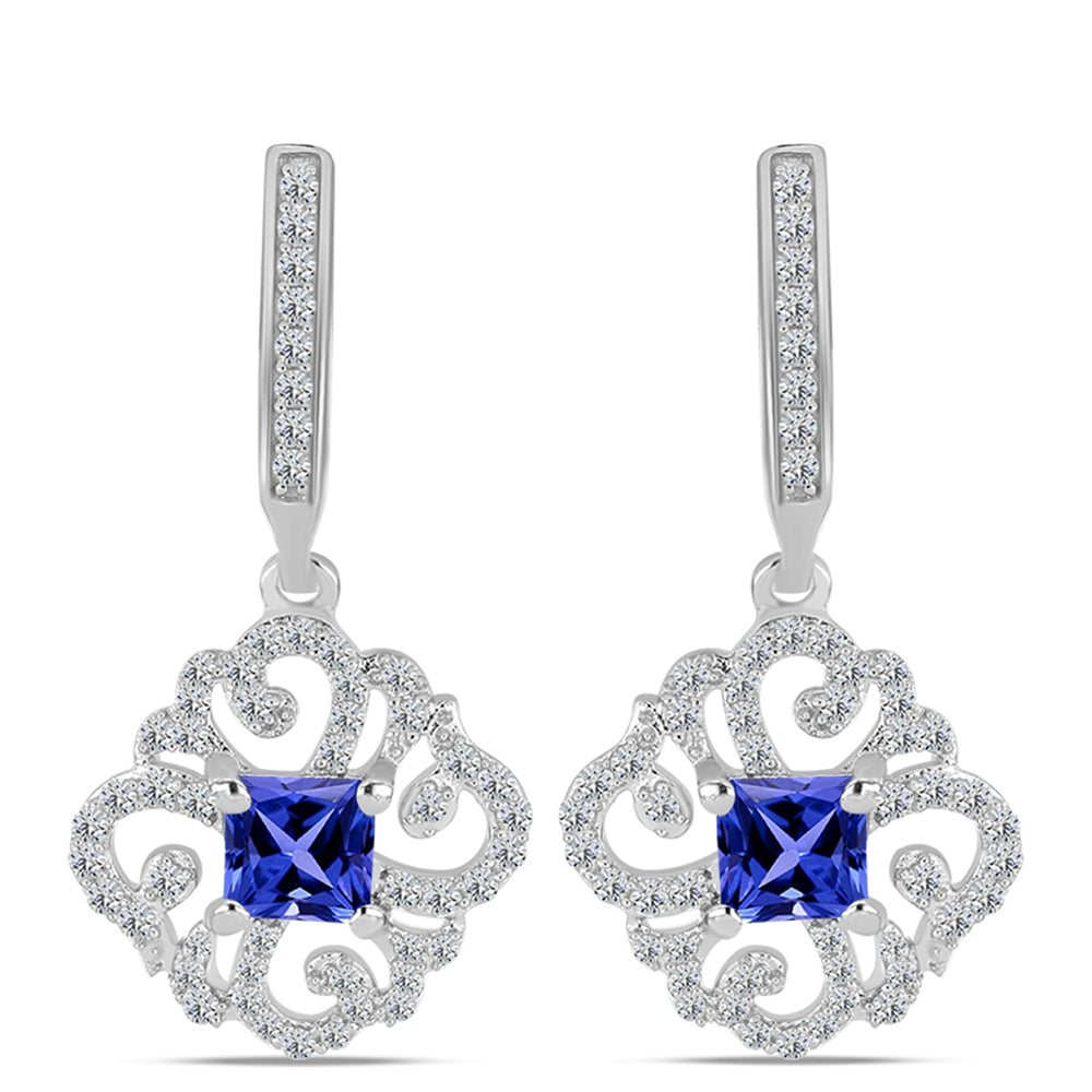Pendientes de Plata con Tanzanita AAA y Topacio Blanco 1 