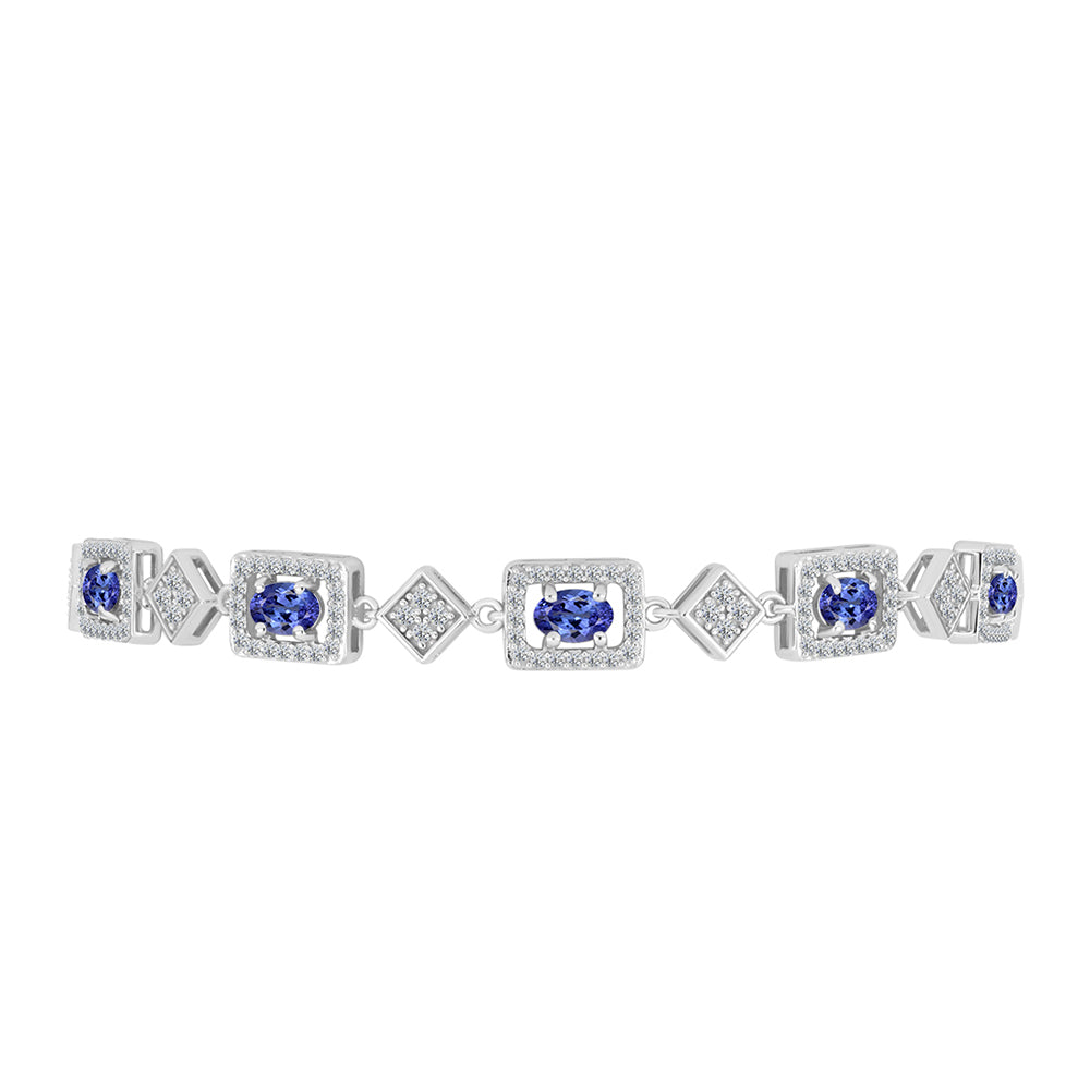 Pulsera de Plata con Tanzanita AAA y Topacio Blanco