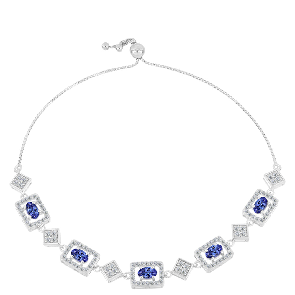 Pulsera de Plata con Tanzanita AAA y Topacio Blanco 1 