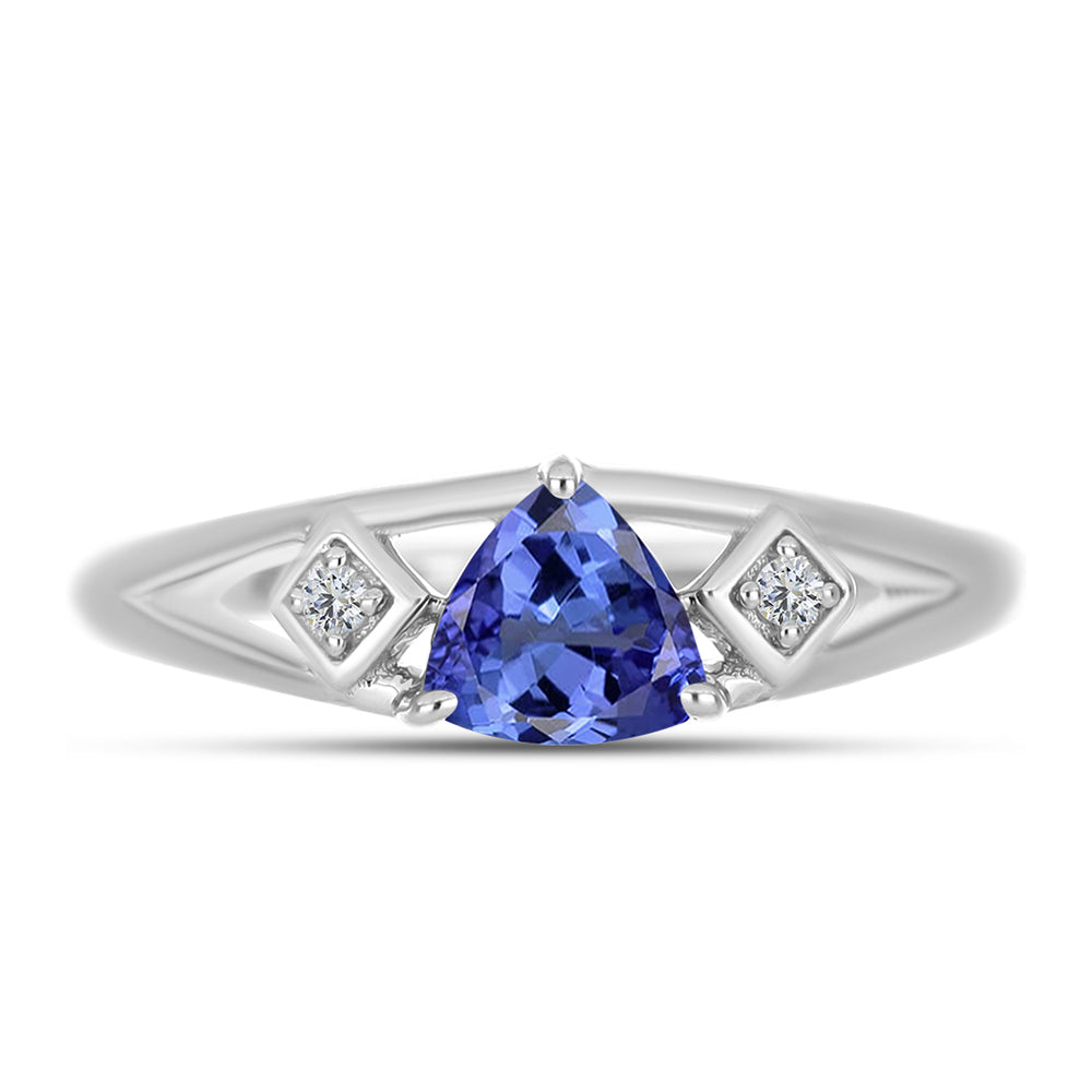 Anillo de Plata con Tanzanita AAA y Topacio Blanco 1 