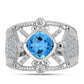 Anillo de Plata con Topacio Azul Suizo y Topacio Blanco