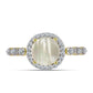 Anillo de Plata Bañada en Oro con Madreperla y Topacio Blanco