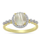Anillo de Plata Bañada en Oro con Madreperla y Topacio Blanco