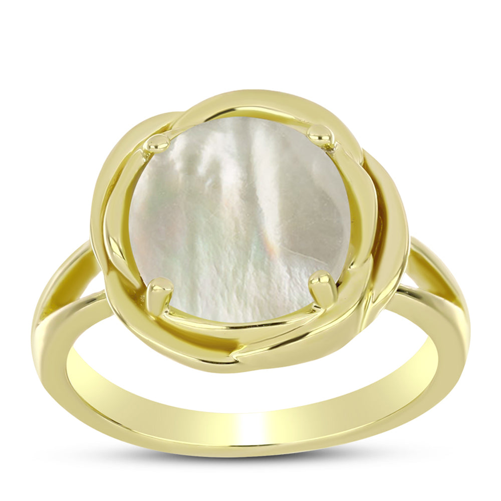 Anillo de Plata Bañada en Oro con Madreperla 3 