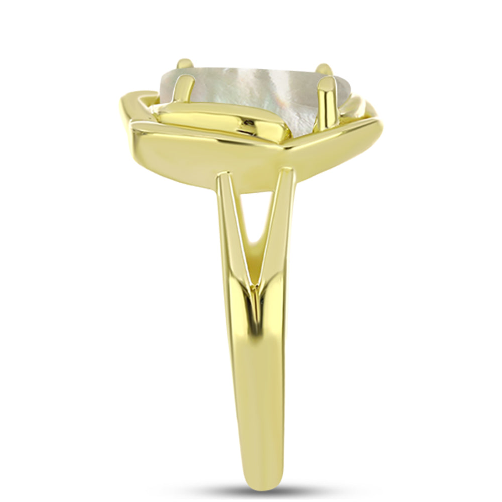 Anillo de Plata Bañada en Oro con Madreperla 4 