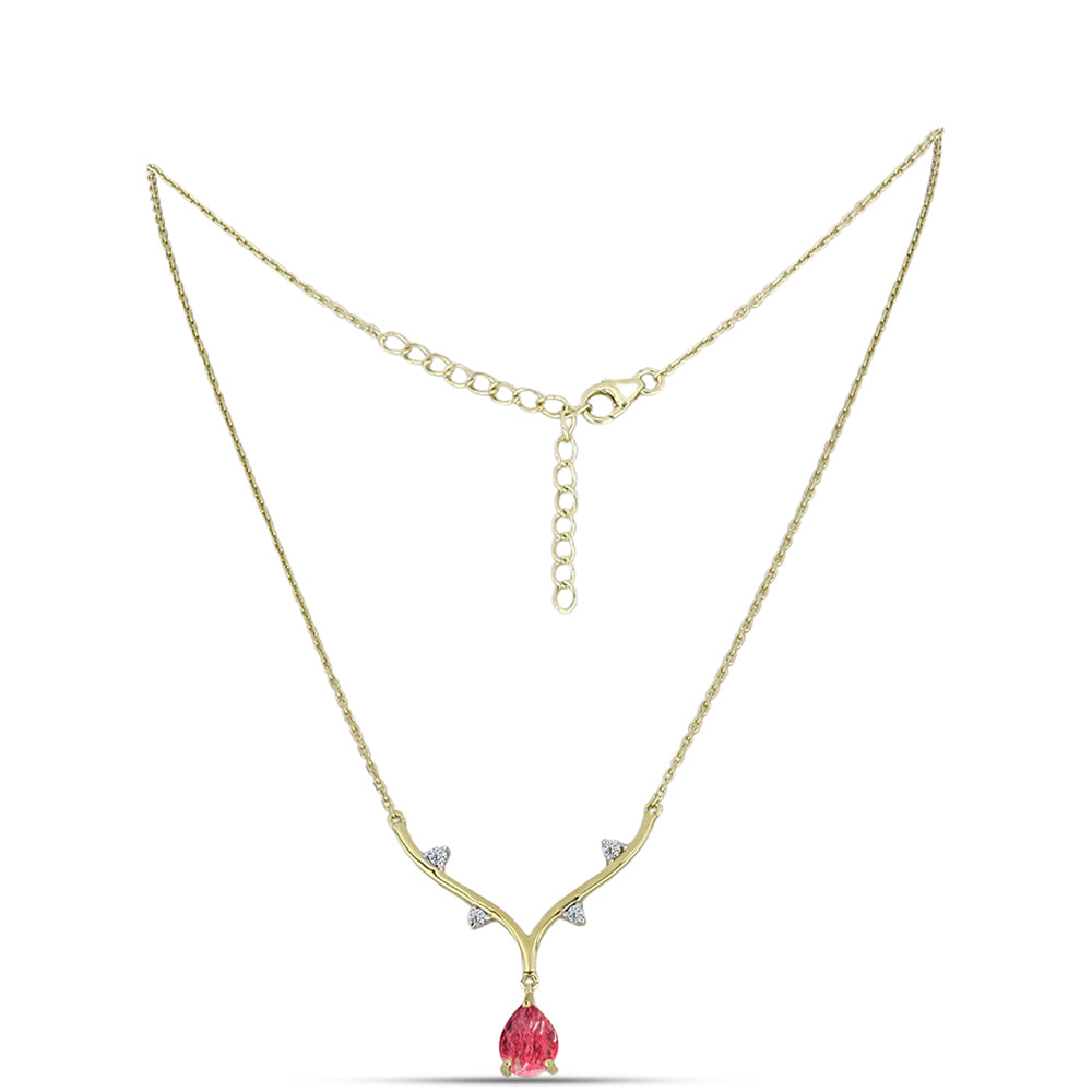 Collar de Plata Bañada en Oro con Thulita y Topacio Blanco
