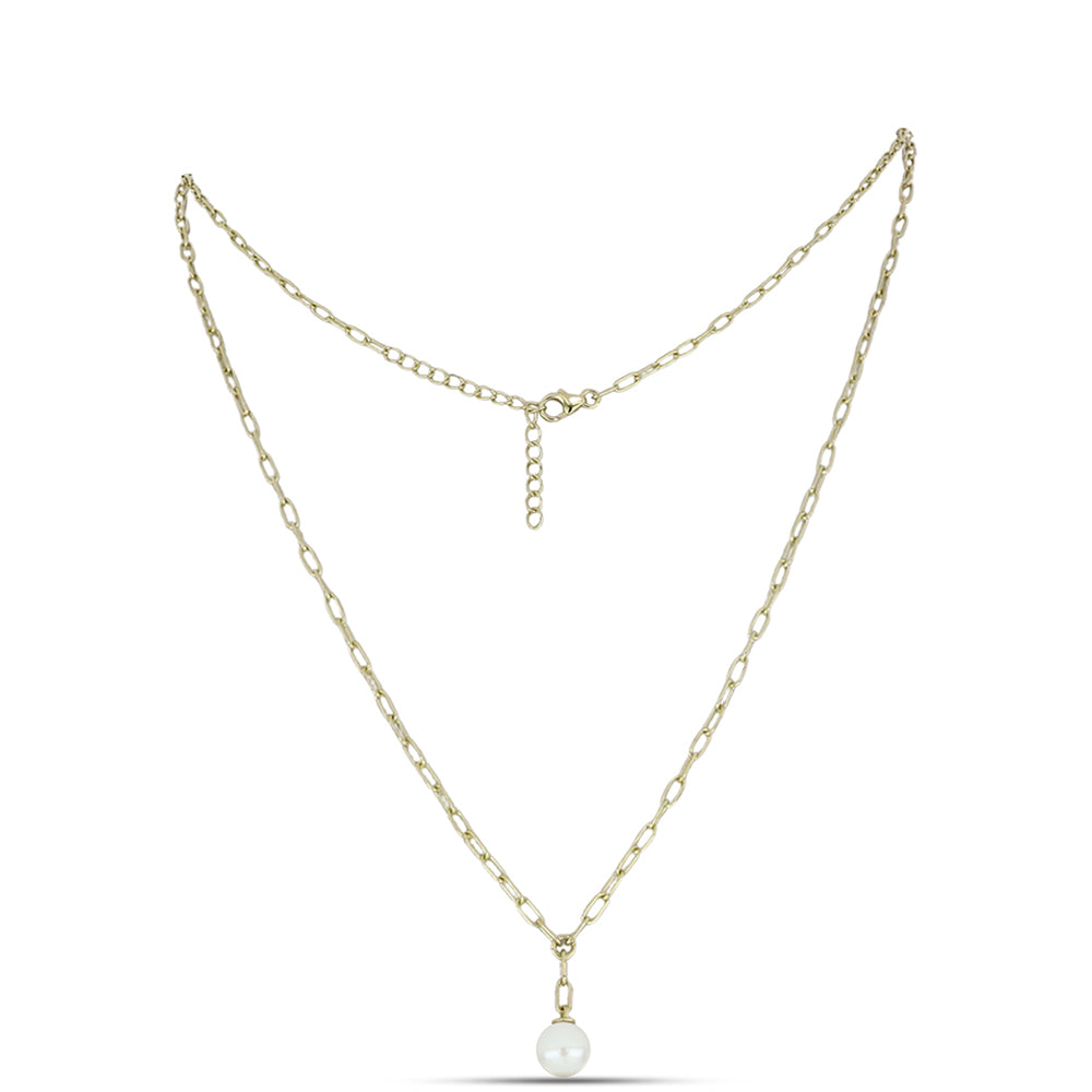Collar de Plata Bañada en Oro con Madreperla