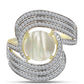 Anillo de Plata Bañada en Oro con Madreperla y Topacio Blanco