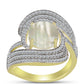 Anillo de Plata Bañada en Oro con Madreperla y Topacio Blanco
