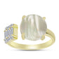 Anillo de Plata Bañada en Oro con Madreperla y Zircón Blanco