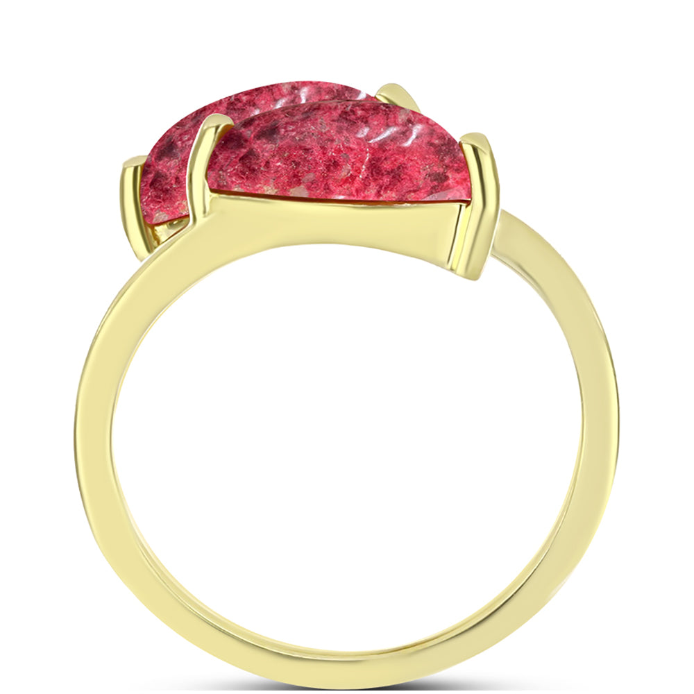 Anillo de Plata Bañada en Oro con Thulita