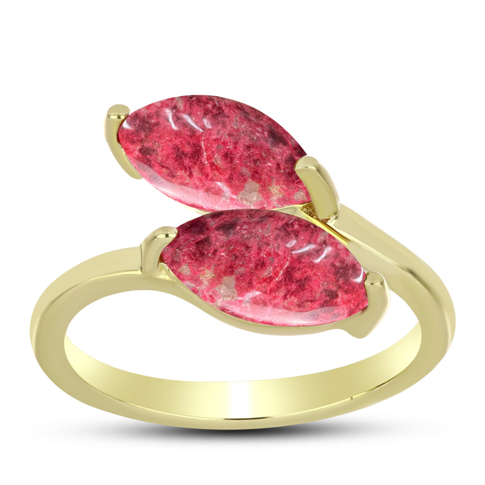 Anillo de Plata Bañada en Oro con Thulita 3 