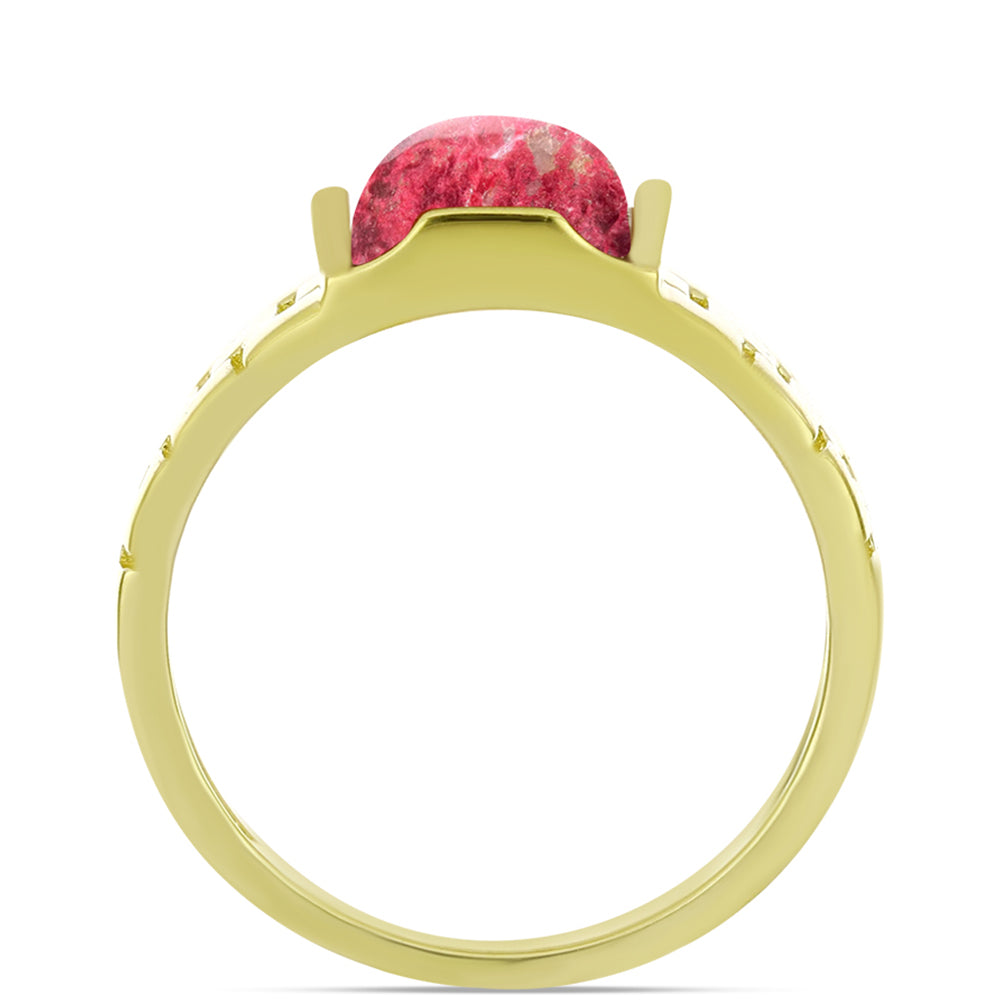 Anillo de Plata Bañada en Oro con Thulita 2 