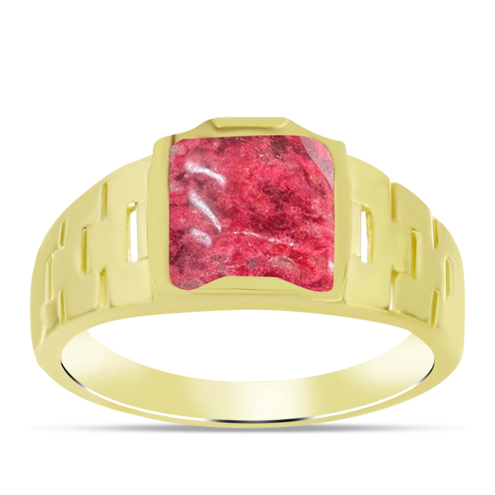 Anillo de Plata Bañada en Oro con Thulita