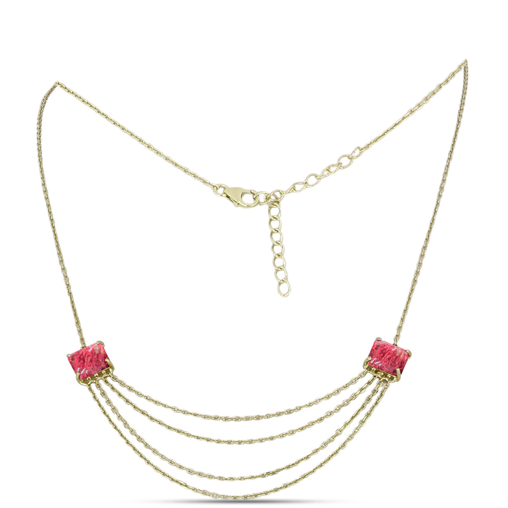 Collar de Plata Bañada en Oro con Thulita 1 