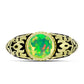 Anillo de Plata Bañada en Oro con Ópalo Verde Etíope de Lega Dembi