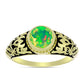 Anillo de Plata Bañada en Oro con Ópalo Verde Etíope de Lega Dembi