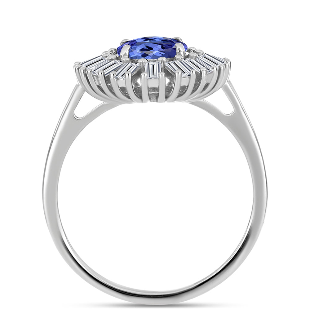 Anillo de Plata con Tanzanita AAA y Zircón Blanco
