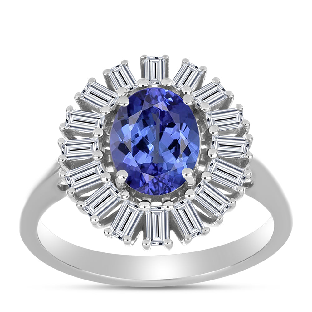 Anillo de Plata con Tanzanita AAA y Zircón Blanco