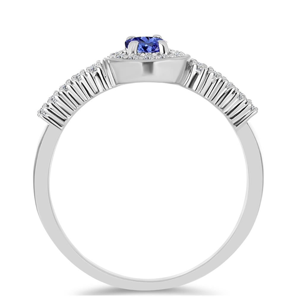 Anillo de Plata con Tanzanita AAA y Topacio Blanco 2 