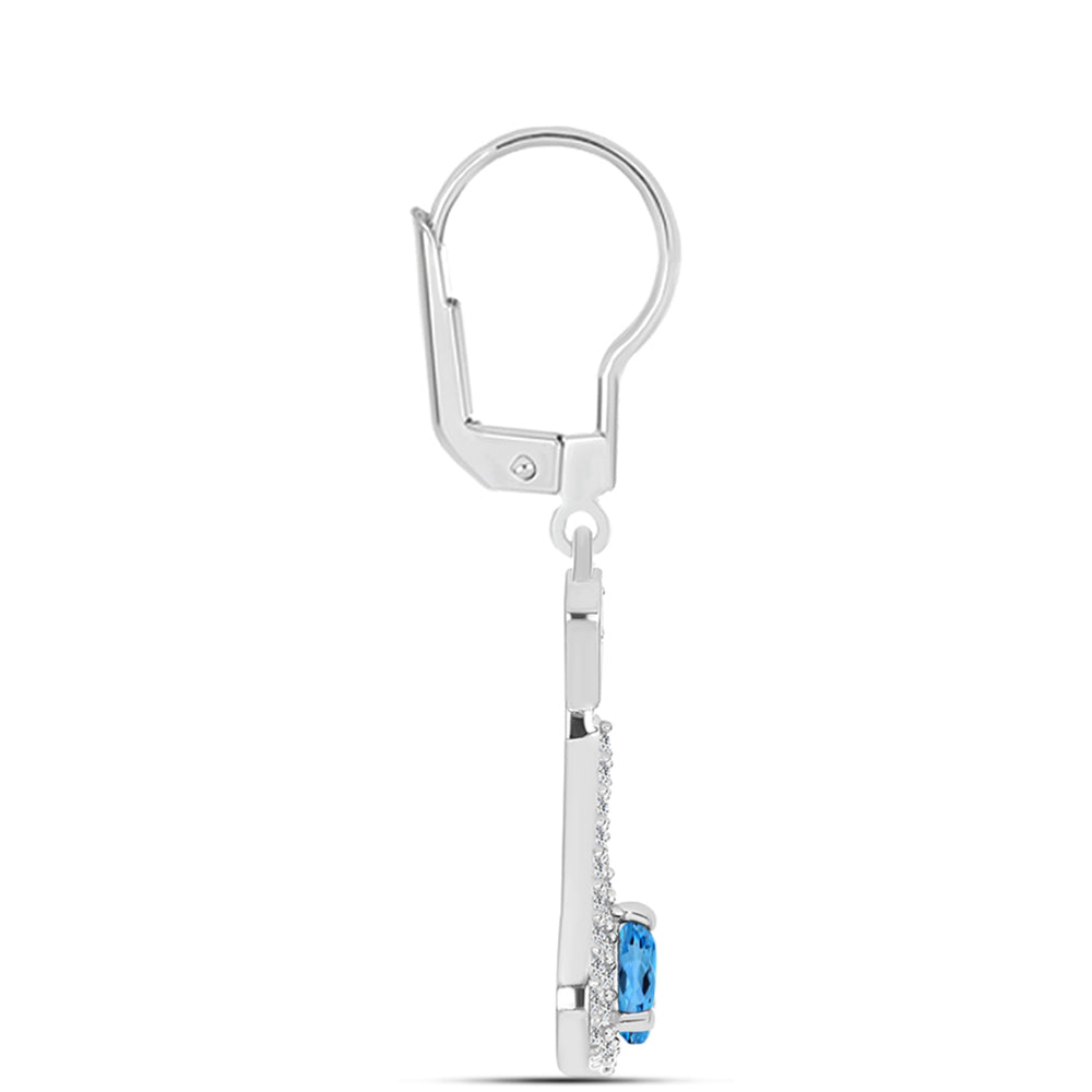 Pendientes de Plata con Topacio Azul Suizo y Topacio Blanco 2 