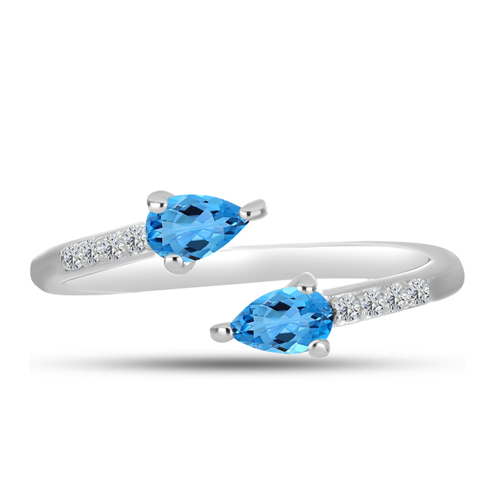 Anillo de Plata con Topacio Azul Suizo y Topacio Blanco 1 