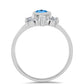 Anillo de Plata con Topacio Azul Suizo y Topacio Blanco