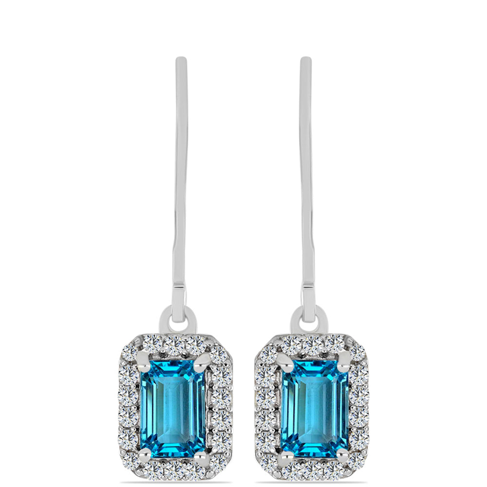 Pendientes de Plata con Topacio Azul Suizo y Topacio Blanco 1 