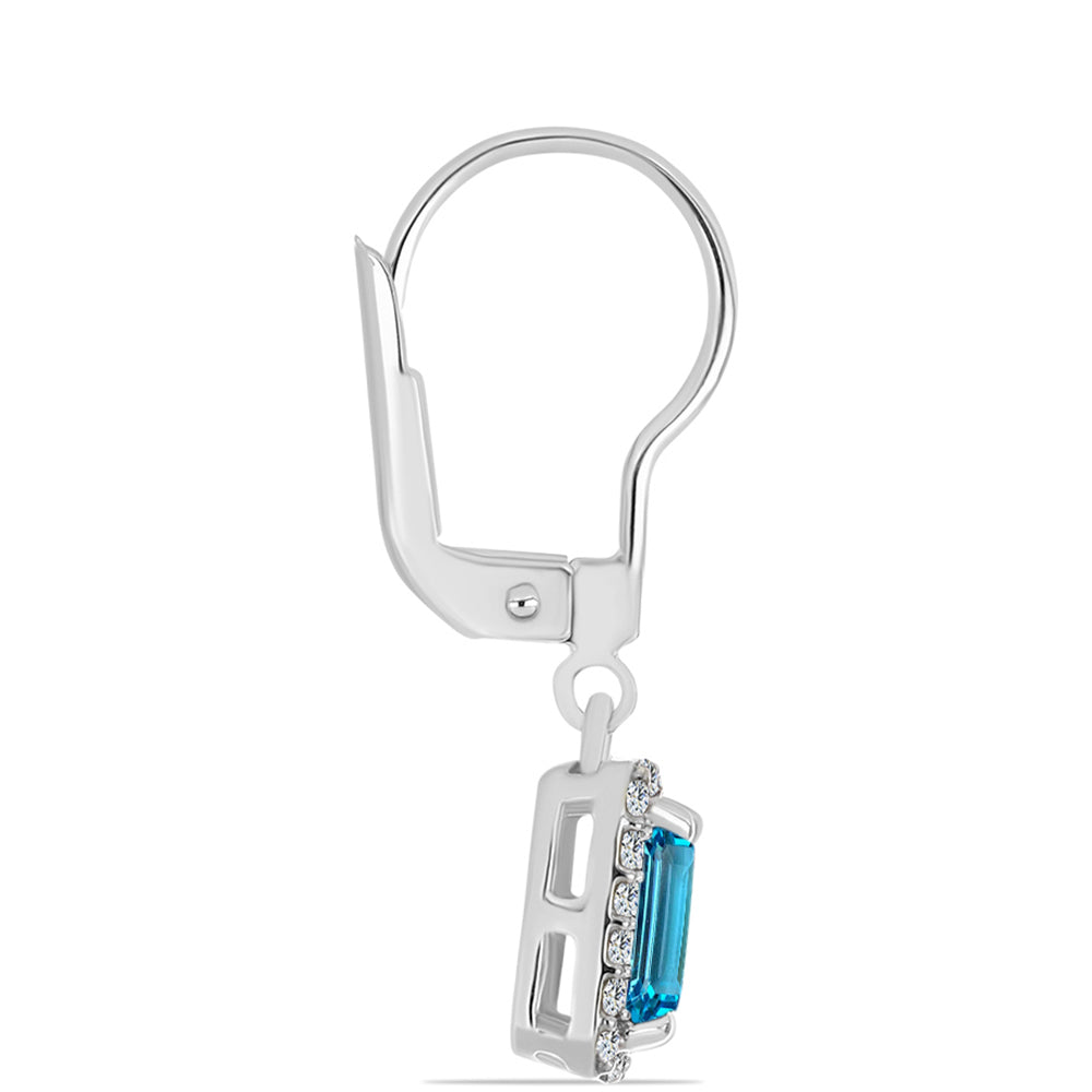 Pendientes de Plata con Topacio Azul Suizo y Topacio Blanco