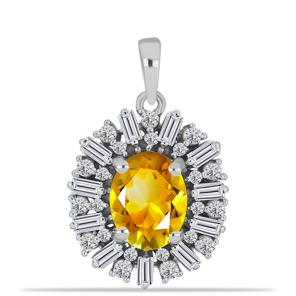 Colgante de Plata con Citrino de los Montes Urales y Zircón Blanco