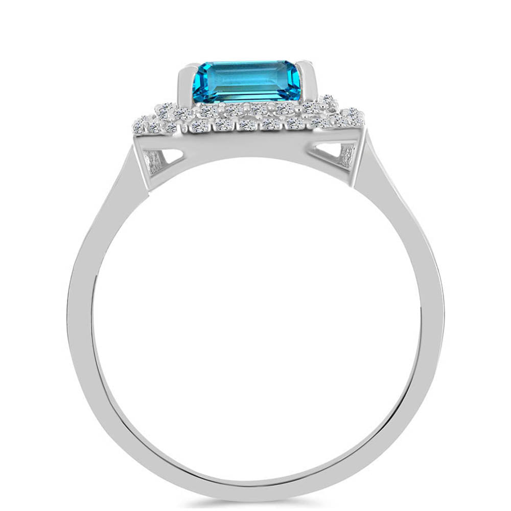 Anillo de Plata con Topacio Azul Suizo y Topacio Blanco 2 