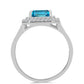 Anillo de Plata con Topacio Azul Suizo y Topacio Blanco