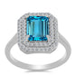 Anillo de Plata con Topacio Azul Suizo y Topacio Blanco