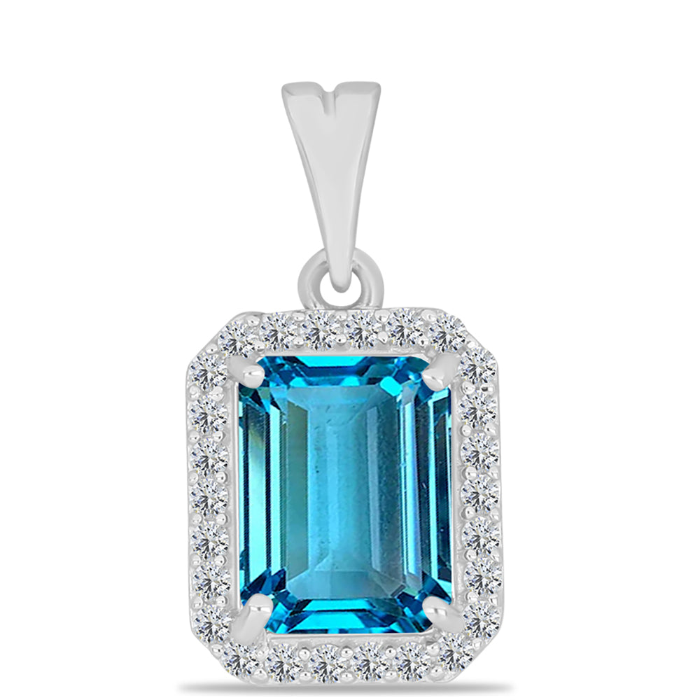 Colgante de Plata con Topacio Azul Suizo y Topacio Blanco