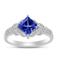 Anillo de Plata con Tanzanita AAA y Topacio Blanco