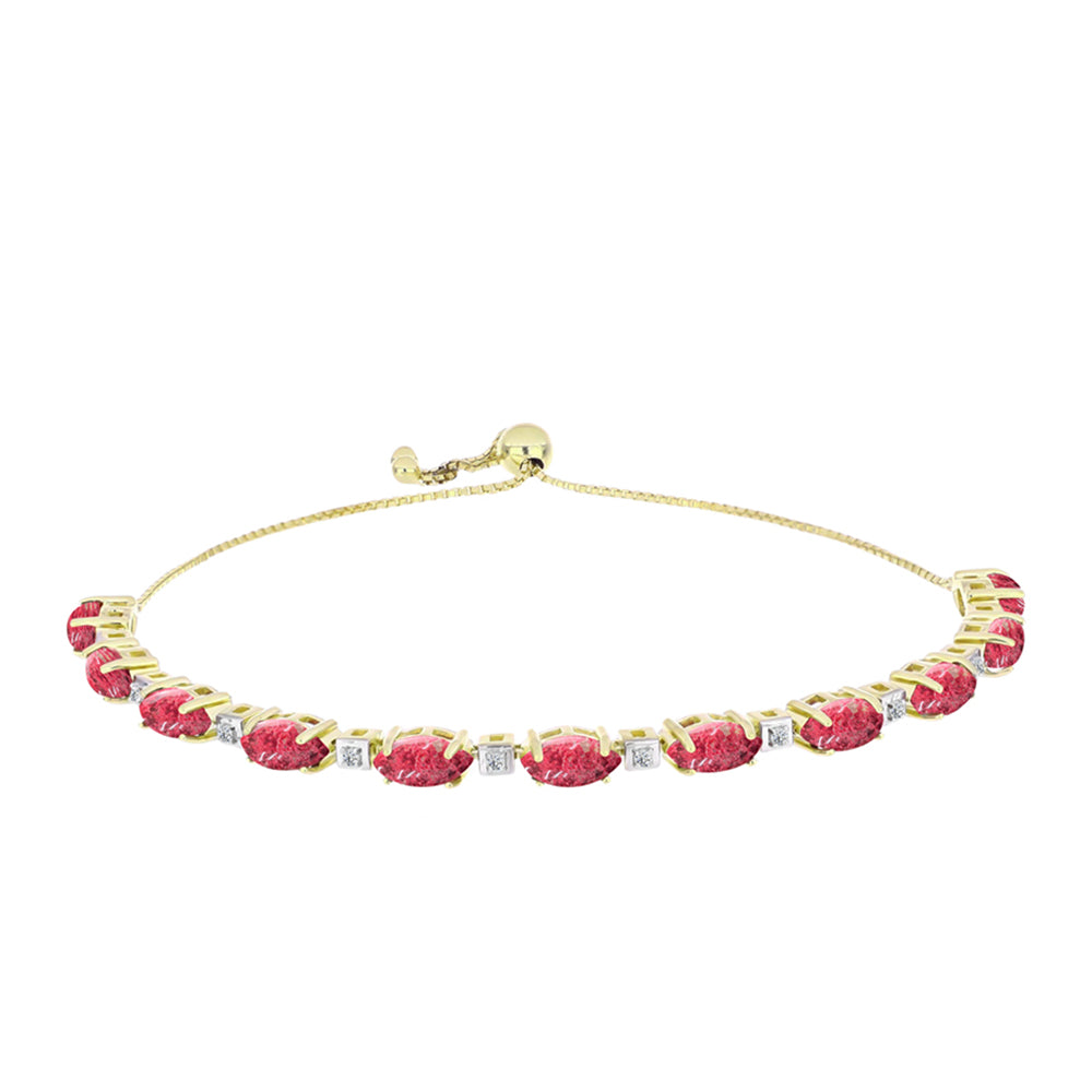 Pulsera de Plata Bañada en Oro con Thulita y Topacio Blanco 2 