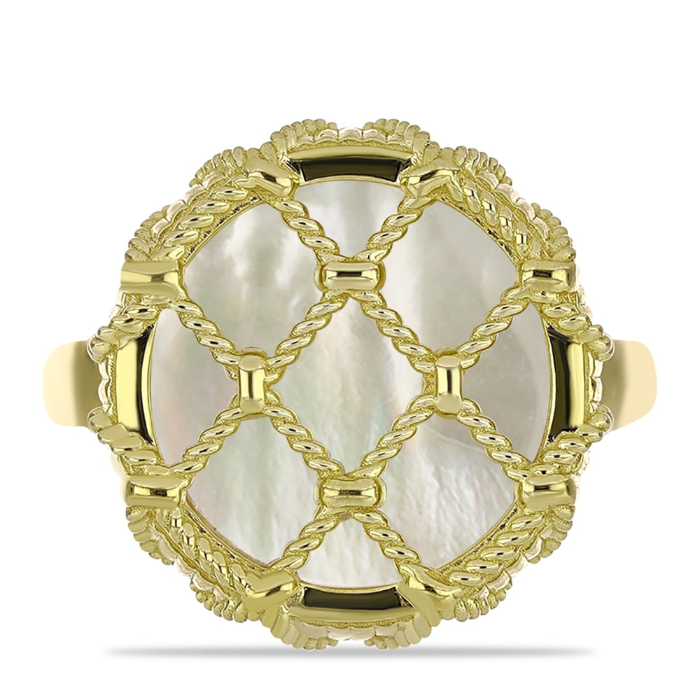 Anillo de Plata Bañada en Oro con Madreperla 1 