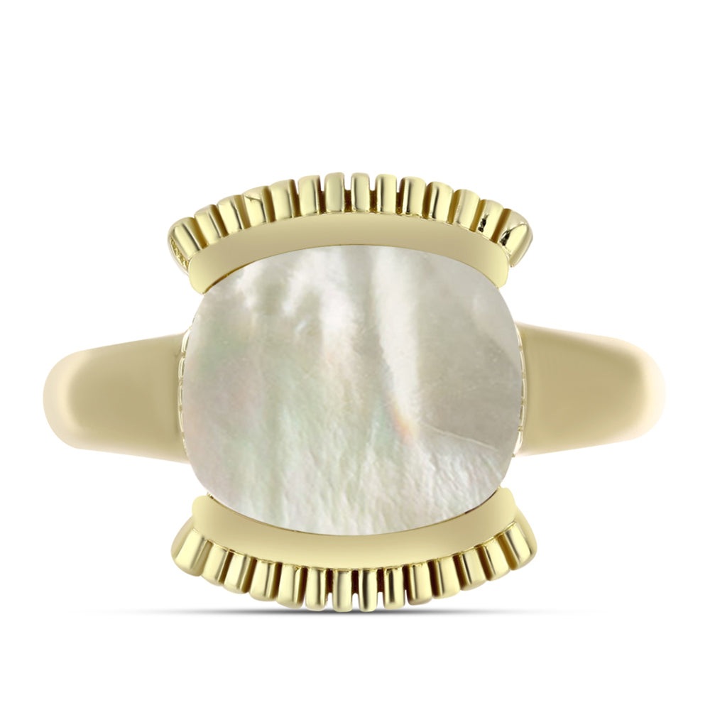 Anillo de Plata Bañada en Oro con Madreperla