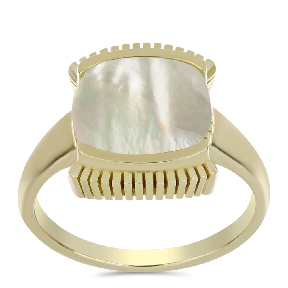 Anillo de Plata Bañada en Oro con Madreperla 3 
