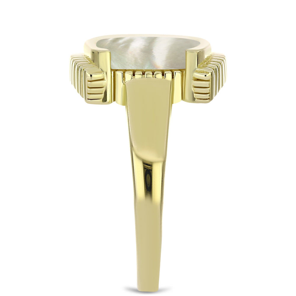 Anillo de Plata Bañada en Oro con Madreperla 4 