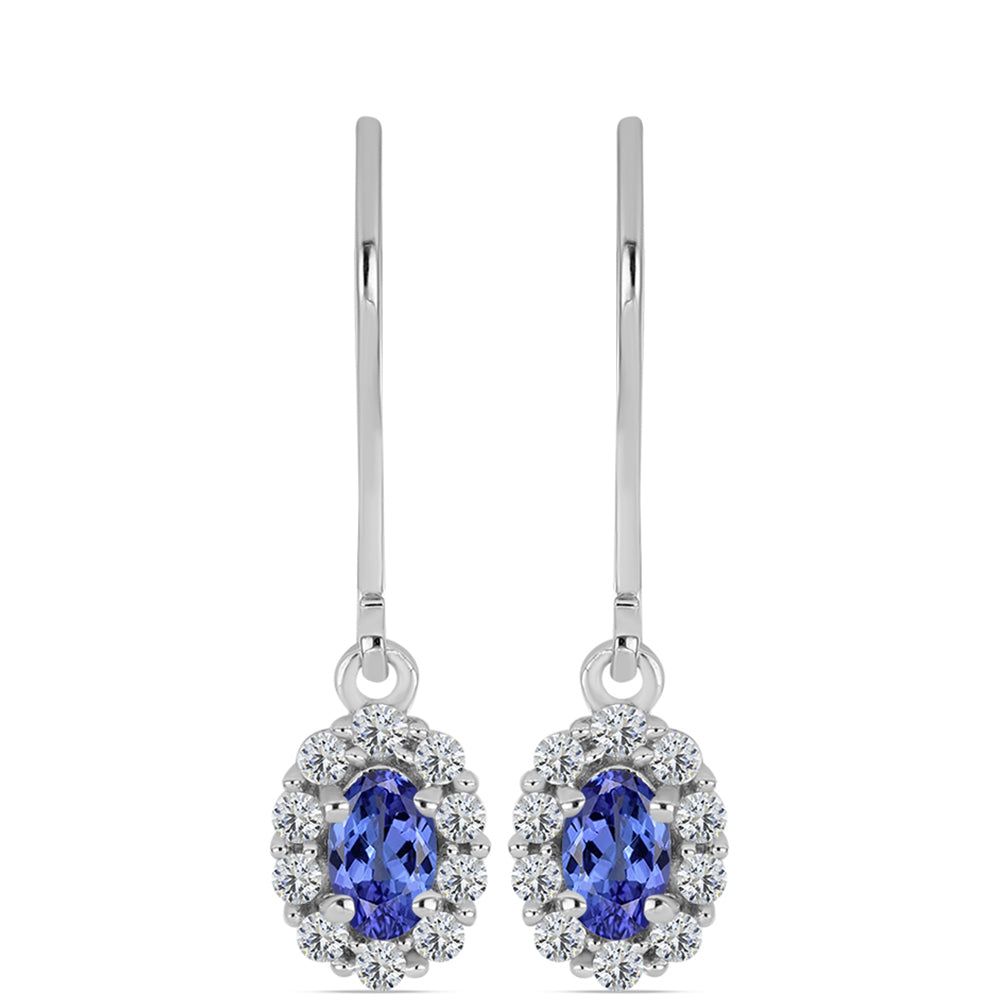 Pendientes de Plata con Tanzanita AAA y Topacio Blanco