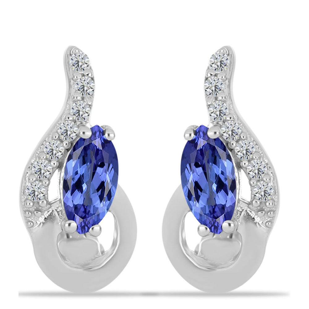Pendientes de Plata con Tanzanita AAA y Topacio Blanco